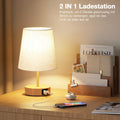 PreeOtti Nachttischlampe Touch Dimmbar, Tischlampe mit USB A+C-Ladefunktion