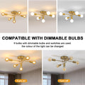 DELIPOP Deckenleuchte Vintage - 5 Flammig E27 Retro Deckenlampe Kronleuchter Gold Modern für Wohnzimmer Esszimmer Flur Restaurant Hotel Café