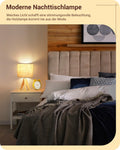 EDISHINE 2er Set Tischlampe Holz, LED Nachttischlampe mit beigem Leinen-Lampenschirm, E27 Fassung, inkl. Leuchtmittel, Vintage Tischleuchte für Schlafzimmer, Wohnzimmer, Geschenk