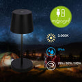BRILONER – LED Tischlampe Kabellos, Dimmbare Nachttischlampe Touch, Schreibtischlampe, Leselampe, Tischleuchte Outdoor und Indoor, USB-C, Camping Lampe, Warmweißes Licht, Ø105x260 mm (DxH), Schwarz
