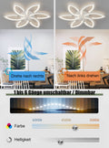 Leise Deckenventilator mit Light, Deckenventilator mit Fernbedienung und Beleuchtung Ventilatorlicht APP Dimmbare Farbe Helligkeit 70W Kreative Acryl- Blumenform Deckenleuchte mit Ventilator (Schwarz)