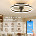 NIORSUN Deckenventilator mit Beleuchtung,50CM LED Lampe mit Ventilator,3 Farbtemperatur und 6 Geschwindigkeiten Deckenventilator mit Licht,APP/Fernbedienung Dimmbar Ventilator Deckenlampe Schwarz