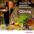 Zafferano, Olivia Pro Lampe mit Goldfarbenes Blatt, Tragbare und Wiederaufladbare Tischlampe mit Touch Control, Geeignet für Wohnzimmer und Außenbereich, Dimmer, 2700-3000 K, Höhe 35 cm