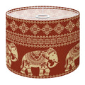 Boho-Trommel-Lampenschirme – 27,9 x 27,9 x 22,6 cm, nahtloses Muster, ethnisches indisches Elefantenmuster, thailändischer Elefant, Ersatz-Lampenschirme aus natürlichem Leinen, für Tischlampen