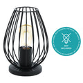 EGLO Tischlampe Newtown, 1 flammige Vintage Tischleuchte, Nachttischlampe aus Stahl, Farbe: Schwarz, Fassung: E27, inkl. Schalter