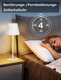 LED Tischlampe Kabellos, Dimmbare 4000Mah Tischleuchte Akku, 3 Farbtemperatur, Touch Lampe Mit USB-C Aufladbar, Fernbedienung Timer Nachttischlampen, Outdoor, Schlafzimmer, Esstisch, Camping, Weiß