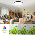 Eregou RGB LED Deckenleuchte Dimmbar, 24W 2400LM Smart Deckenlampe mit Fernbedienung, IP44 LED Panel for Flur Schlafzimmer Wohnzimmer Bad Küche, Kompatibel mit Alexa APP Google Assistant