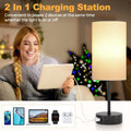 STANBOW Nachttischlampe Touch Dimmbar, Tischlampe mit USB A+C Ladeanschlüssen, Leinen-Lampenschirm, Kleine Lampe für Schlafzimmer, Wohnzimmer, Babyzimmer, Schlafsaal, Heimbüro