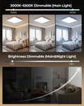 BLNAN LED Deckenleuchte Flach Dimmbar, 24W Deckenlampe mit Fernbedienung, 2000K Nachtlicht Warm, 3000K-6500K Decke Lampe für Schlafzimmer Wohnzimmer Kinderzimmer, Eckig Weiß 30CM