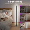 NIKYJM LED Stehlampe Wohnzimmer 145cm RGB Stehlampe Dimmbar Standleuchte LED Ecklampe mit Fernbedienung und APP, 16 Millionen Farben, 300 Szenenmodi Musikmodi DIY-Modus für Wohnzimmer Wohnzimmer Büro
