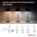 Zafferano, Amelie Lampe, Wiederaufladbare und Kabellose Tischlampe mit Touch Control, Geeignet für den Innen- und Außenbereich, Dimmer, 2200-3000 K, Höhe 34 cm, Farbe Weiß