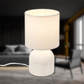 BRILONER - Tischlampe mit Stoffschirm, Kabelschalter, Keramikfuß, Lampe, Nachttischlampe, Tischleuchte, Dekolampe Flur, Bürolampe, Leselampe, Wohnzimmer, Schlafzimmer, 15x28 cm (DxH), Weiß