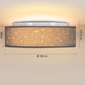 MONZANA® Deckenlampe Sternenhimmel Wohnzimmer Schlafzimmer E27 Grau Rund 38cm Stoffschirm 2-Flammig 40W Küche Lampe Deckenleuchte Stoffdeckenlampe