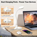 ZAPLIT 15W LED Schreibtischlampe mit USB-A & USB-C – Dimmbar, 3 Farbtemperaturen, 5 Helligkeitsstufen, 4 Timer, Flexibler 360° Schwanenhals, Augenschonend, Tischlampe für Büro & Schlafzimmer - Weiß