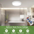LEZOE LED Deckenleuchte mit Bewegungsmelder Dimmbar, 24W 2400LM Radar Sesor Deckenlampe Dimmbar, 3000K/4000K/6500K IP54 Sensorlampe Für Badezimmer, Garage, Treppen, Keller, Flur, Balkon, Diele 30cm