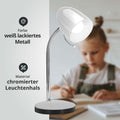 Schreibtischlampe Tischleuchte Leselampe Klemmleuchte Nachttischleuchte Retro aus Metall mit Schwanenhals, schwenkbar, mit Schnurschalter, Fassung E27 (mit Leuchtmittel, Tischleuchte weiß)