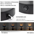 FSLiving Tiffany-Stil Tischlampe Kabellos Warmweißes,Blau Wiederaufladbar Tischleuchte, Dimmbar Nachttischlampe mit Glasschirm und Fernbedienung für Nachttisch Esszimmer Schlafzimmer -B2CDTD