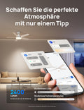 DREO Smart Deckenventilator mit Licht, 132 cm, 12 Geschwindigkeiten(APP), 3 Modi, stufenlos dimmbares LED-Beleuchtung, leiser DC-Motor, 12H-Timer, Fernbedienung/Alexa, für Innenräume, Weiß