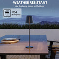 UPXNBOR LED Tischlampe Kabellos, Akku Tischleuchte Kabellos, Indoor und Outdoor Tischlampe Akku, 3-stufig dimmbares Warmlicht, IP54 Wasserdicht, Vollmetallgehäuse, Schwarz