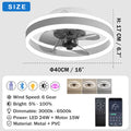 OMGPFR Reversibel Led Deckenventilator Mit Licht Fernbedienung Leise 6 Geschwindigkeiten Schlafzimmer Deckenventilator Mit Beleuchtung Wohnzimmer Modern 24W Dimmbar Deckenlampe, Schwarz 40CM