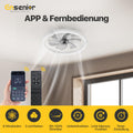 Ensenior Deckenventilator mit Beleuchtung, 50cm Deckenlampe mit Ventilator & Fernbedienung, 6 Geschwindigkeiten Leise, Stufenlos Dimmbar (3000K-6500K), Flaches Design für Schlafzimmer Büro - Weiß
