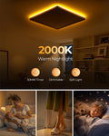 BLNAN LED Deckenleuchte Flach Dimmbar, 24W Deckenlampe mit Fernbedienung, 2000K Nachtlicht Warm, 3000K-6500K Decke Lampe für Schlafzimmer Wohnzimmer Kinderzimmer, Eckig Weiß 30CM