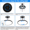 MOONSEA 48W LED Deckenleuchte Flach Dimmbar mit Fernbedienung, Ultra Dünn Deckenlampe Wohnzimmer, 3000-6500K Ø50cm, Deckenleuchte Dimmbar für Wohnzimmer Schlafzimmer Kinderzimmer Büro, Schwarz