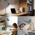 GyroVu Schreibtischlampe LED, Touch Tischlampe Dimmbar Augenschutz, Flexibler Gänsehals Desk Lamp für Kinder, Leselicht für Schlafzimmer, Nachttisch, Studierzimmer, Büros, Blau