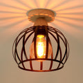 iDEGU Deckenleuchte Vintage Deckenlampe aus Holz und Eisen Käfig Design 20cm Lampenschirm E27 Beleuchtung Pendelleuchte Industrial Lampe für Flur Schlafzimmer Wohnzimmer Küche Eingang (Schwarz)