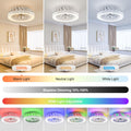 Ateroll Deckenventilator mit Beleuchtung, Ø46CM RGB Deckenventilator mit Licht und Fernbedienung, 6 Windstufen 3000K-6500K Dimmbare LED Leise Timer Deckenlampe mit Ventilator für Schlafzimmer, Wohn
