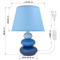 Nachttischlampe "Lina" (Blau) Tischleuchte Keramik Tischlampe mit Stoffschirm, LED geeignet, E14 230V Keramik, Tischlampe, Nachttischleuchte, Fenster Lampe, Sofalampe. Fensterbank Lampen