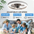 OMGPFR Reversibel Led Deckenventilator Mit Licht Fernbedienung Leise 6 Geschwindigkeiten Schlafzimmer Deckenventilator Mit Beleuchtung Wohnzimmer Modern 24W Dimmbar Deckenlampe, Schwarz 40CM