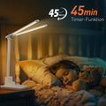 STAPERFO Schreibtischlampe - LED Nachttischlampe, LED Tischlampe Dimmbar, Tageslichtlampe Augenschutz mit 45-Minuten Timer, 5 Farben und 10 Helligkeitsstufen, USB-Anschluss für Leser, Kinder, Büro