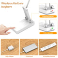 Suright LED Tischlampe Kabellos Akku Lampe,Faltbare Touch-Schreibtischlampe,Nachttischlampe,Dimmbare Tischleuchte mit 3 Lichtmodi,Aufladbare USB-Schreibtischleuchte für Schlafzimmer,Lesen,Lernen