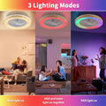 Deckenventilator mit Beleuchtung für Schlafzimmer, Ø48cm, Leise DC Motor 20W, Fernbedienung, 6-Gang, Moderne LED 40W Deckenleuchte mit Ventilator, RGB, Dimmbar, 3000K-6000K, Sommer Winterbetrieb.