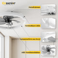 Ensenior Deckenventilator mit Beleuchtung, 50cm Deckenlampe mit Ventilator & Fernbedienung, 6 Geschwindigkeiten Leise, Stufenlos Dimmbar (3000K-6500K), Flaches Design für Schlafzimmer Büro - Weiß