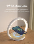 VOSFEEL Nachttischlampe mit ladefunktion, Touch Dimmbar Nachtlicht Wireless Charger 15W, LED Tischlampe mit 3 Stufige Helligkeit für Schlafzimmer Wohnzimmer Büro