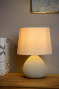 LUCIDE RAMZI - Tischlampe - Ø 18 cm - 1xE14 - Beige