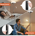 BBHome Stehlampe Wohnzimmer LED, 27W Deckenfluter LED Dimmbar mit 6W leselampe, 3000K-6500K Moderne Dimmbar Stehlampe mit Fernbedienung & Berührung für Wohnzimmer, Schlafzimmer, Büro (silber)