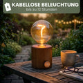 WALDWERK Nachttischlampe aus Eichenholz und Metall - Dimmbare Tischlampe mit Akku - Lampe Kabellos - Tischleuchte - Tischlampe Kabellos - Nachtlicht aus Holz