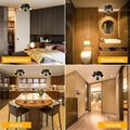Smanu Deckenstrahler 3 Flammig Schwenkbar,Deckenleuchte GU10 Deckenlampe Wandstrahler Drehbar,Schwarz Spotlight Lampe Deckenspots für Wohnzimmer Schlafzimmer Küchen (Ohne Leuchtmittel)