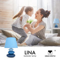 Nachttischlampe "Lina" (Blau) Tischleuchte Keramik Tischlampe mit Stoffschirm, LED geeignet, E14 230V Keramik, Tischlampe, Nachttischleuchte, Fenster Lampe, Sofalampe. Fensterbank Lampen