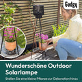 Gadgy Outdoor Stehlampe LED Solar mit Blumenständer – Wasserdichte Stehlampe für Garten & Balkon – Solarbetriebene Standleuchte für Nachhaltige Beleuchtung – LED Außenstehleuchte Dreibein