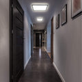B.K.Licht - LED Deckenlampe mit indirektem Licht, ultraflach, neutralweiße Lichtfarbe, LED Panel, Deckenleuchte, Lampe, Wohnzimmerlampe, Schlafzimmerlampe, Küchenlampe, 42x42x2,9 cm, Schwarz