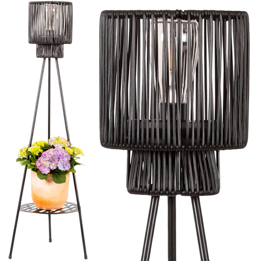 Gadgy Outdoor Stehlampe LED Solar mit Blumenständer – Wasserdichte Stehlampe für Garten & Balkon – Solarbetriebene Standleuchte für Nachhaltige Beleuchtung – LED Außenstehleuchte Dreibein