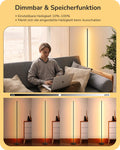 EDISHINE Stehlampe Wohnzimmer, LED Stehlampe Dimmbar, 3000K warmweiße Stehleuchte mit Memory-Funktion, höhenverstellbar 146 cm, moderne Standleuchte für Schlafzimmer und Büro, Schwarz