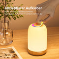 UPXNBOR LED Nachttischlampe Touch Dimmbar mit 256 RGB Farben & 4 Modi, Tischlampe Kabellos mit Timer & Haken, USB Aufladbar, Holzmaserung, Tragbares Nachtlicht für Schlafzimmer, Wohnzimmer