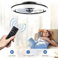 DWDVBL 50cm Deckenventilator Mit Beleuchtung 48W 220V Dimmbare Deckenleuchte Mit Fernbedienung Und APP 6 Geschwindigkeiten Lampe Mit Ventilator Timer Schlafzimmer Wohnzimmer Schwarz