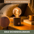 WALDWERK Nachttischlampe aus Eichenholz und Metall - Dimmbare Tischlampe mit Akku - Lampe Kabellos - Tischleuchte - Tischlampe Kabellos - Nachtlicht aus Holz