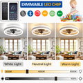 OMGPFR Reversibel Led Deckenventilator Mit Licht Fernbedienung Leise 6 Geschwindigkeiten Schlafzimmer Deckenventilator Mit Beleuchtung Wohnzimmer Modern 24W Dimmbar Deckenlampe, Schwarz 40CM